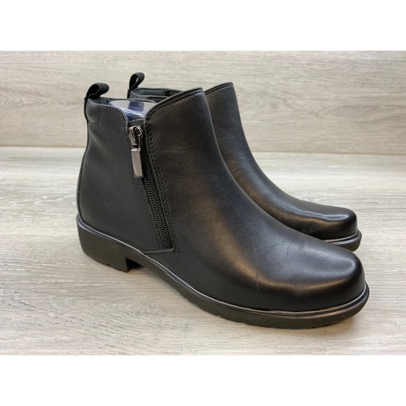 Munro American Shoes - Munro American Black Leather Ankle Boots Dual Zip Lug Sole 6 Comfort Shoes